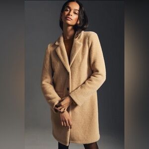 New Anthropologie Sanctuary Hometown Fuzzy Knit Coat Light Sand